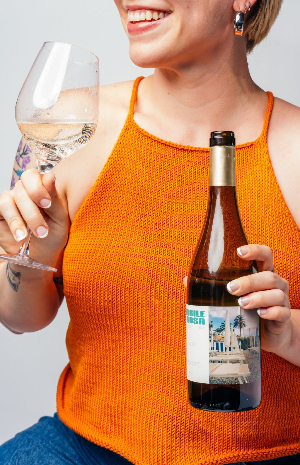 Woman drinking Amabile di Rosa Bianco