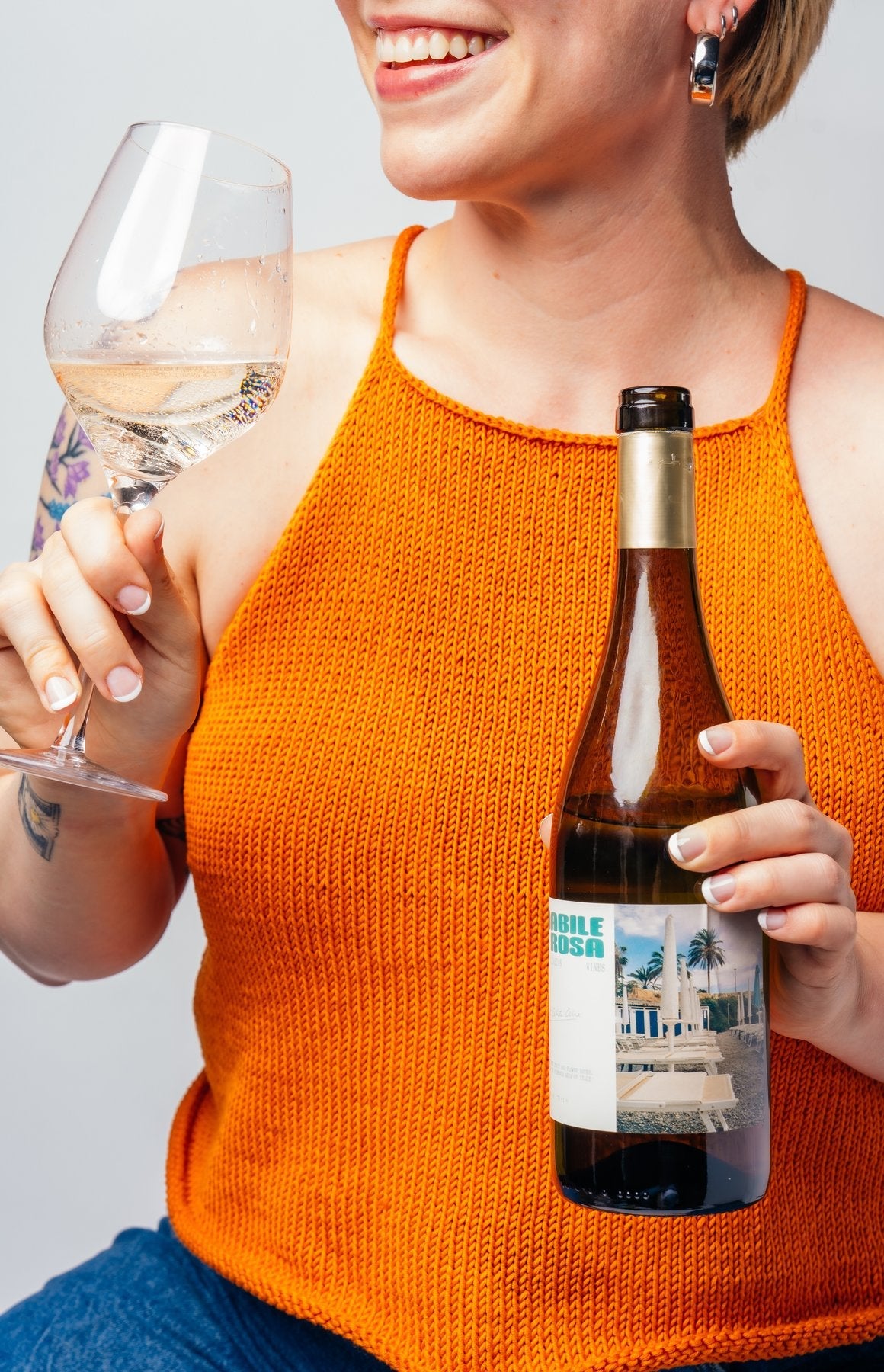 Woman drinking Amabile di Rosa Bianco