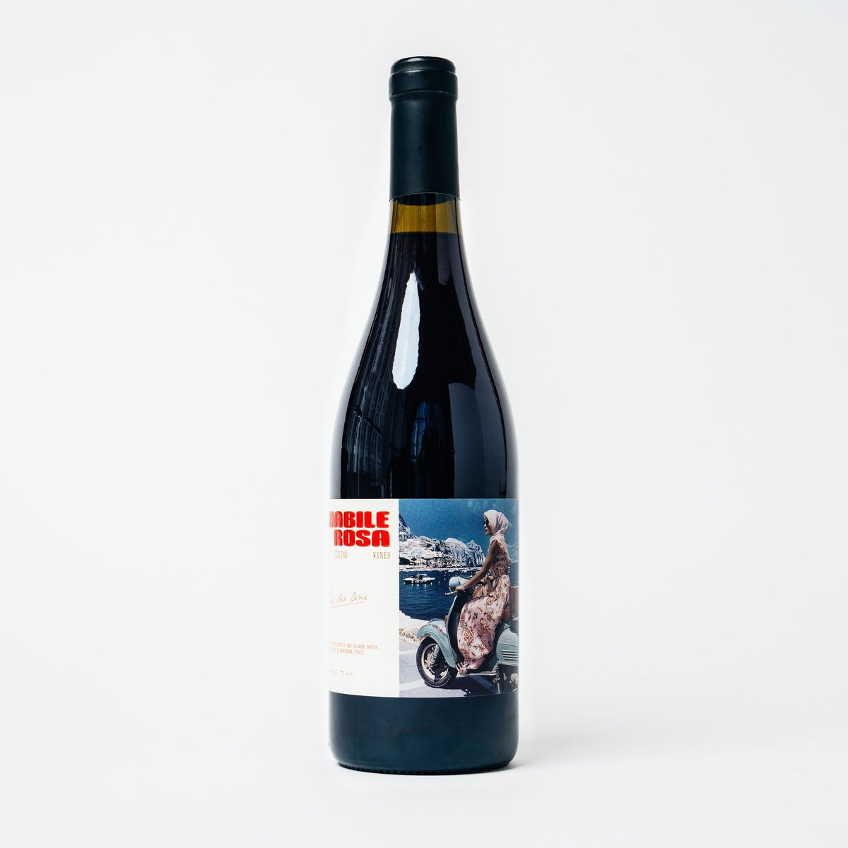 Amabile di Rosa Rosso bottle, angled studio shot